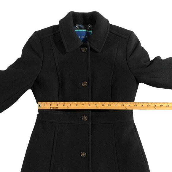 J. Crew Classic Lady Day Coat Women 6 Black Italian Double-Cloth Wool Thinsulate - Picture 5 of 13